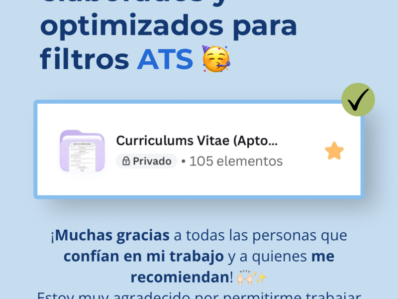 Elaboración de Curriculum Vitae y optimización mediante filtros ATS