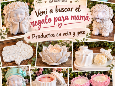 Productos en vela artesanal aromáticas y yeso